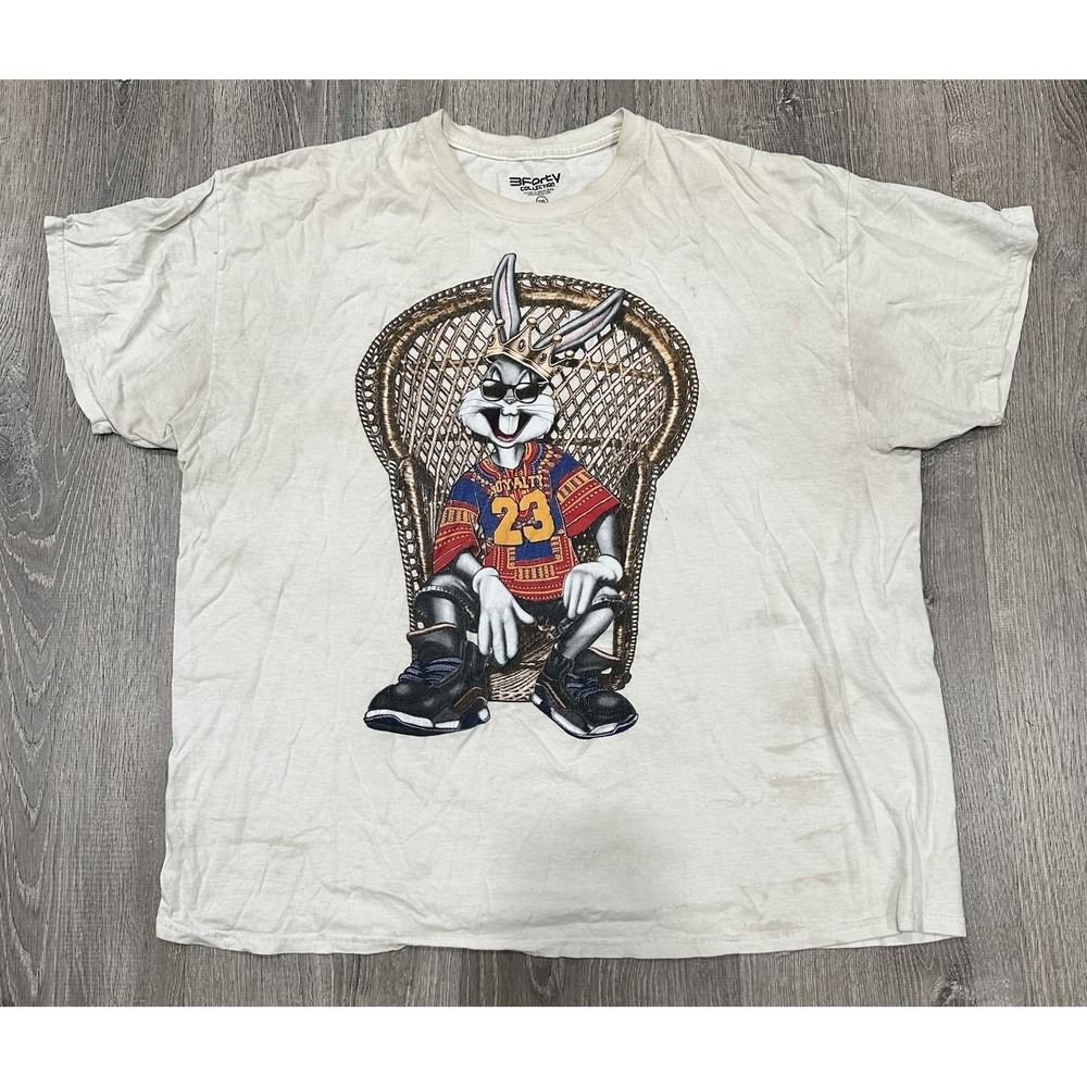 3Forty TShirt Men's 2XL White Vintage Royalty23 Bugs Bunny Looney Tunes‎ TShirt